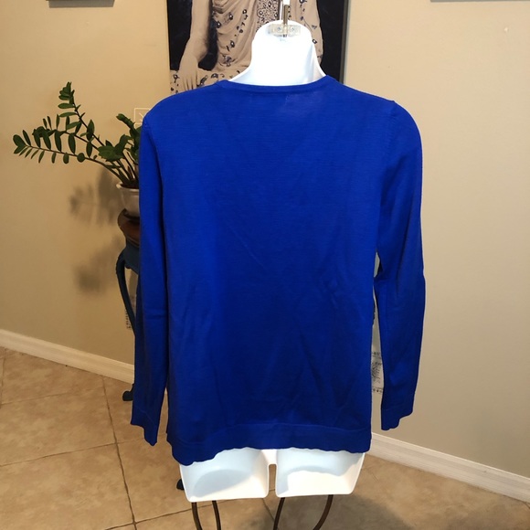 Cable & Gauge 3/4 Sleeve Blue Zipper Sweater Top - S - Picture 4 of 7